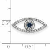 14k White Gold Small Diamond and Sapphire Evil Eye Pendant